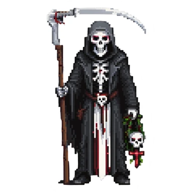 Grim reaper with scythe, skull face, death personified sticker