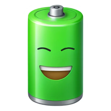 Green battery with discrete smile sticker