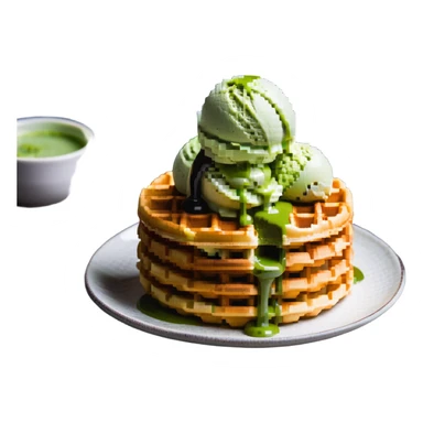 matcha ice cream on a stack of waffles sticker