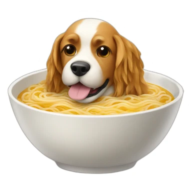 a dog inside a bowl of ramen sticker