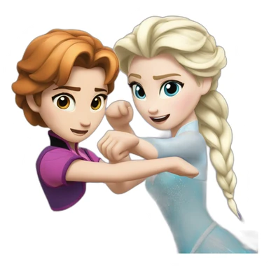 anna and elsa fighting sticker