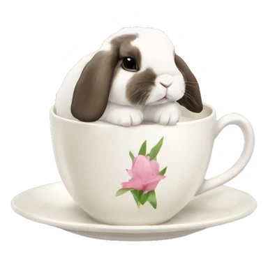 holland lop bunny inside of a teacup sticker
