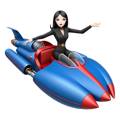Ultra Jetson’s Jedi teen Morticia Addams flying a red and blue Zephyr-J Jumpspeeder anti-gravity repulsorlift powered by an imperial speeder steampunk hypercar  sticker
