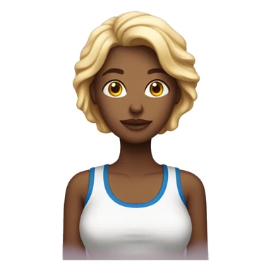 mulher loira com uma camiseta branca fazendo coração sticker