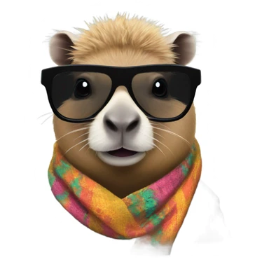 Capybara in black rave glasses and pashmina  sticker