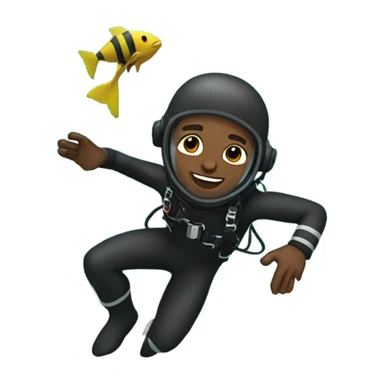 Black guy in scuba suit diving into ocean sticker