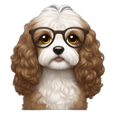 Long brown hair, eyeglassed turkish girl with white maltipoo sticker