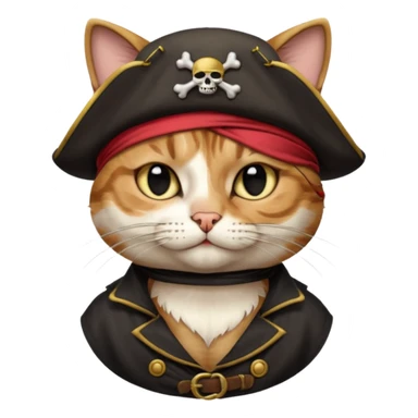 pirate cat with one closed eye with eye patch sticker