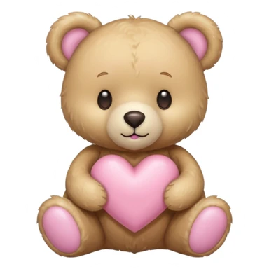 beige teddy bear and a pink pastel heart sticker