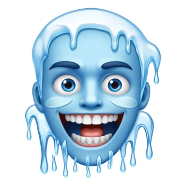 Shivering blue face with chattering teeth and icicles sticker