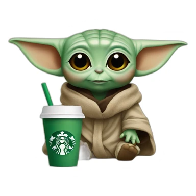 baby yoda with starbucks sticker