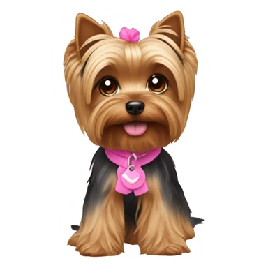 A yorkie dog with a pink  ིྀ sticker