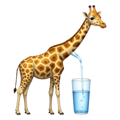 High resolution giraffe lean its neck to drink sticker
