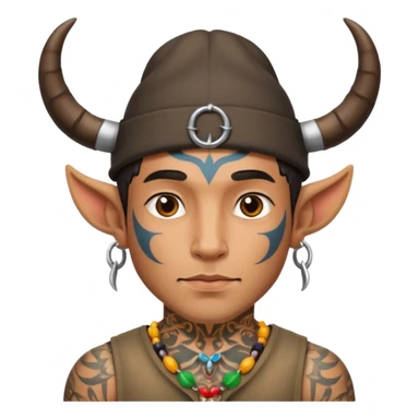 guy with tattoos, hat and horns sticker