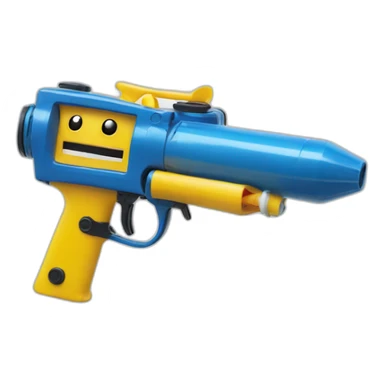 scared smiley metal water gun on head sticker