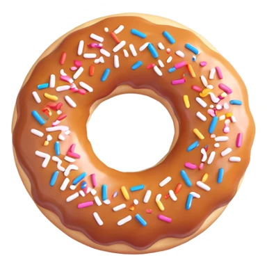 a realistic glazed donut with sprinkles, 3D emoji style sticker