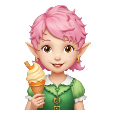 
baby girl elf in pink wavy short hair with orange ice cream




 sticker