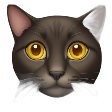 Dark brown cat, yellow eyes, heart shaped eyes sticker