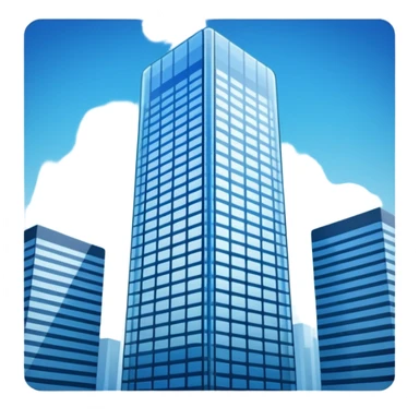 tall glass skyscraper, apple emoji style, company headquarters sticker