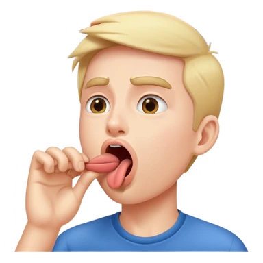 person practicing facial exercise mewing with tongue against roof of mouth sticker