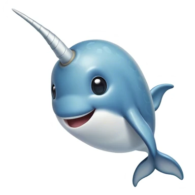 Cinematic Comical Narwhal Portrait Emoji, Head tilted dramatically with an exaggeratedly amused expression, featuring a sleek, elegantly streamlined body with a prominently spiraled ivory tusk and wide, comically expressive eyes full of playful disbelief, Simplified yet hilariously expressive features, highly detailed, glowing with a slightly sassy arctic glow, high shine, dramatic yet playful, stylized with an air of quirky marine mischief, soft glowing outline, capturing the essence of a meme-worthy narwhal that looks ready to side-eye its way into viral fame! sticker
