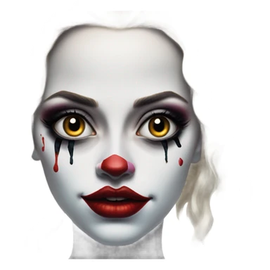 Dalahäst in Harley Quinn style, oil paint, mysterious eyes, intricate lips, masterpiece portrait, odd perspective, beautiful, desirable, logical sticker