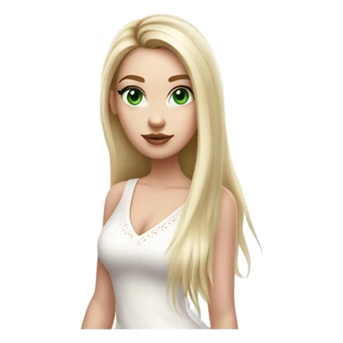 Realistic White girl with Long straight blonde hair, green eyes, tattoos, full body wearing white dress and pink knee-high leather boots, doing cute selfie pose sticker