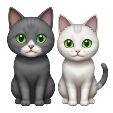 2 different coloured small cats including one dark grey and white cat and one completely solid dark grey cat with green eyes and only white paws sticker