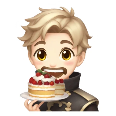 furina from genshin impact eating cake sticker