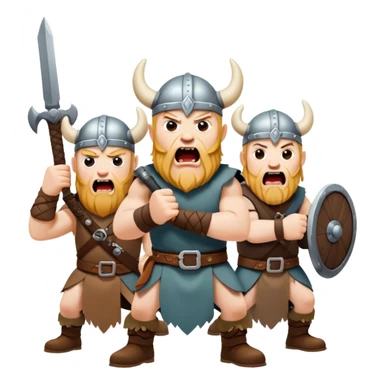 three Vikings are screaming, weapons in their hands
realistic sticker