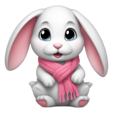 cute bunny with a pinky scarf sticker