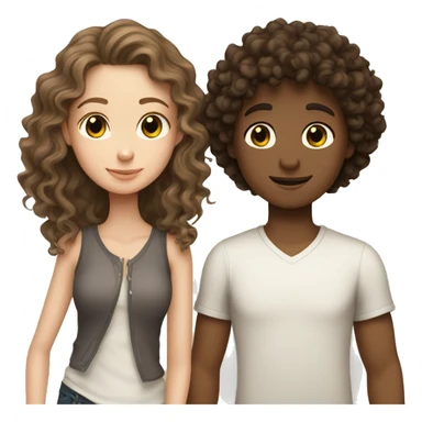 Love between a white brunette girl and a tan curly haired boy sticker