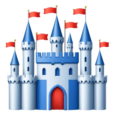 The flag has a yellow background with four horizontal red stripes running across it. In the upper left corner, there is a blue rectangle containing a white, stylized castle with three towers, the middle tower being taller than the others. sticker