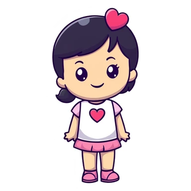 pink girly girl cartoonish with sparkles and hearts sticker