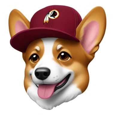 Corgi wearing a Washington redskins hat sticker