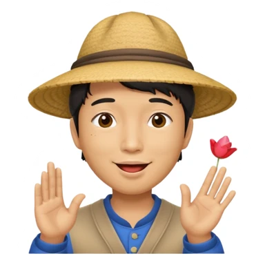 asian man in asian hat blowing a kiss sticker