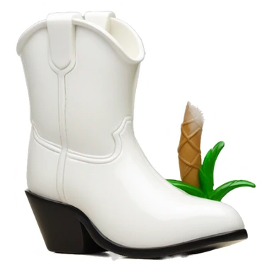 White cowgirl boot vase with palm tree  sticker