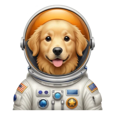Golden retriever in an astronaut suit sticker
