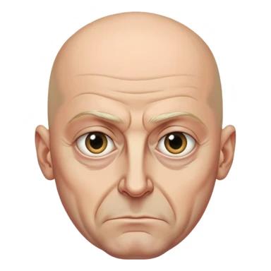 Steven Miller, Trump advisor, bald, very grim expression, pronounced sagging eyelids drooping on the outer sides sticker