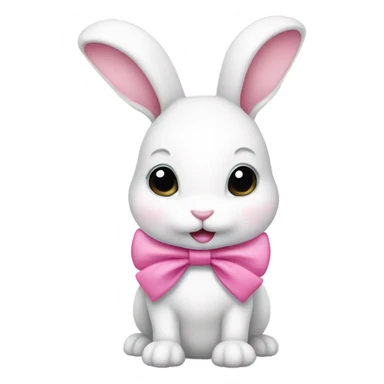 Cute white bunny with a pink bow sticker
