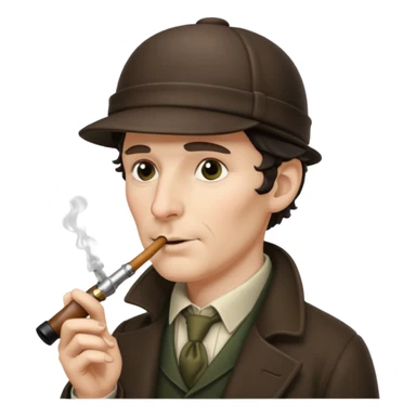A side view of Sherlock Holmes wearing a deerstalker hat and smoking a curved meershaum pipe sticker