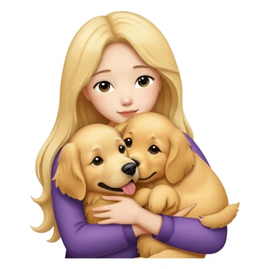 Jennie kim hugs a Golden Retriever sticker