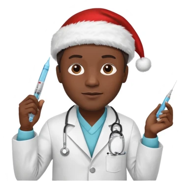 the rock vestido de doctor con una geringa en navidad sticker