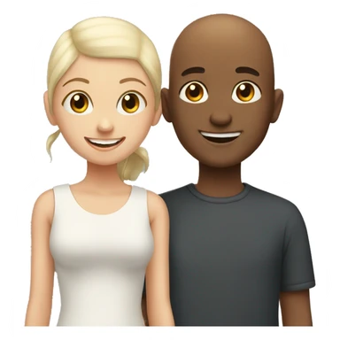 smiling girl with bald boy sticker