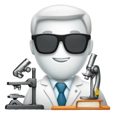 toolbox for scientist with a book, glasses, microscope sticker