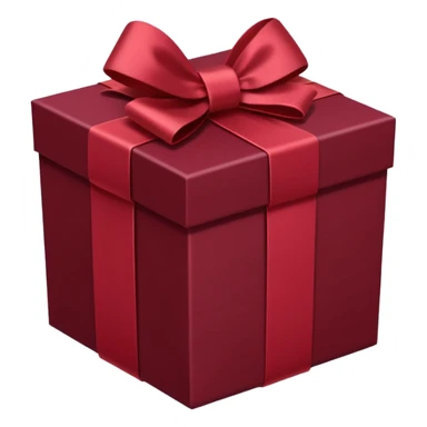 Maroon gift box with white wrapping sticker