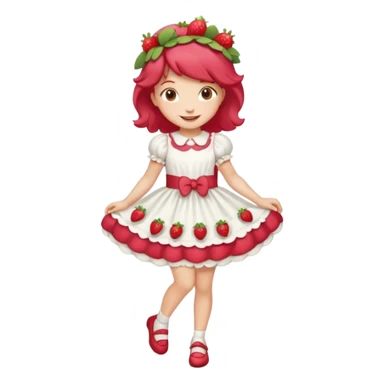 Strawberry shortcake human girl full body and legs with a strawberry barrette on her hair without a cake sticker