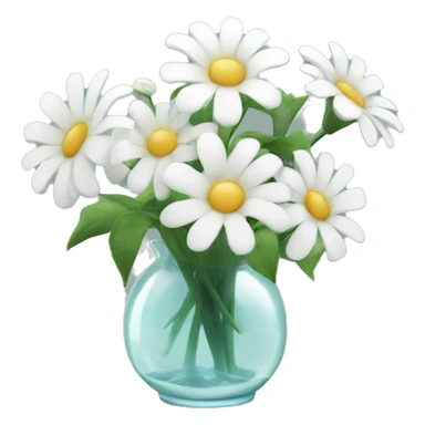 white flowers in glass vase sticker