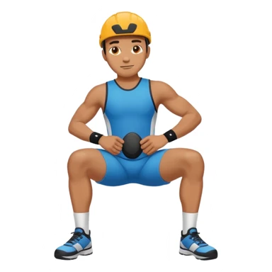 man with knee pad sticker
