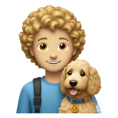 White boy Carl with golden doodle sticker